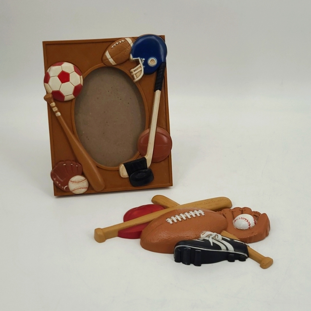 Vintage 1993 Burwood Products Resin Sports Themed Wall Hanging and Picture Frame